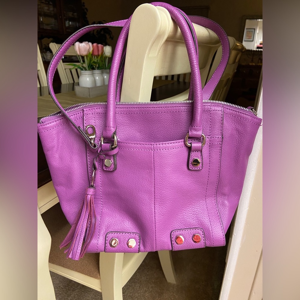 Tignanello Purple Leather Handbag Crossbody